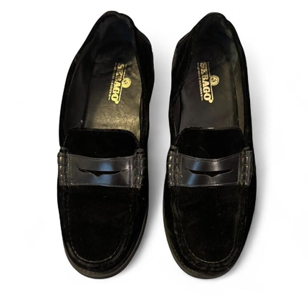 Sebago Men’s Black Velour & Leather Penny Loafers Size 8M Classic Dress Shoes